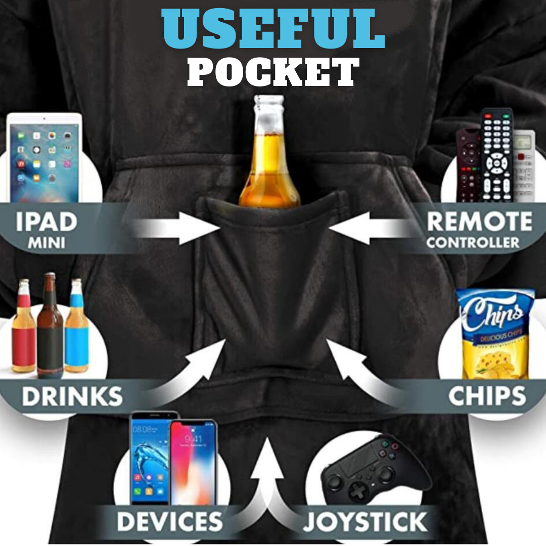 Oversized Hoodie Blanket with Beer Pocket - EzMart, Easy Life!