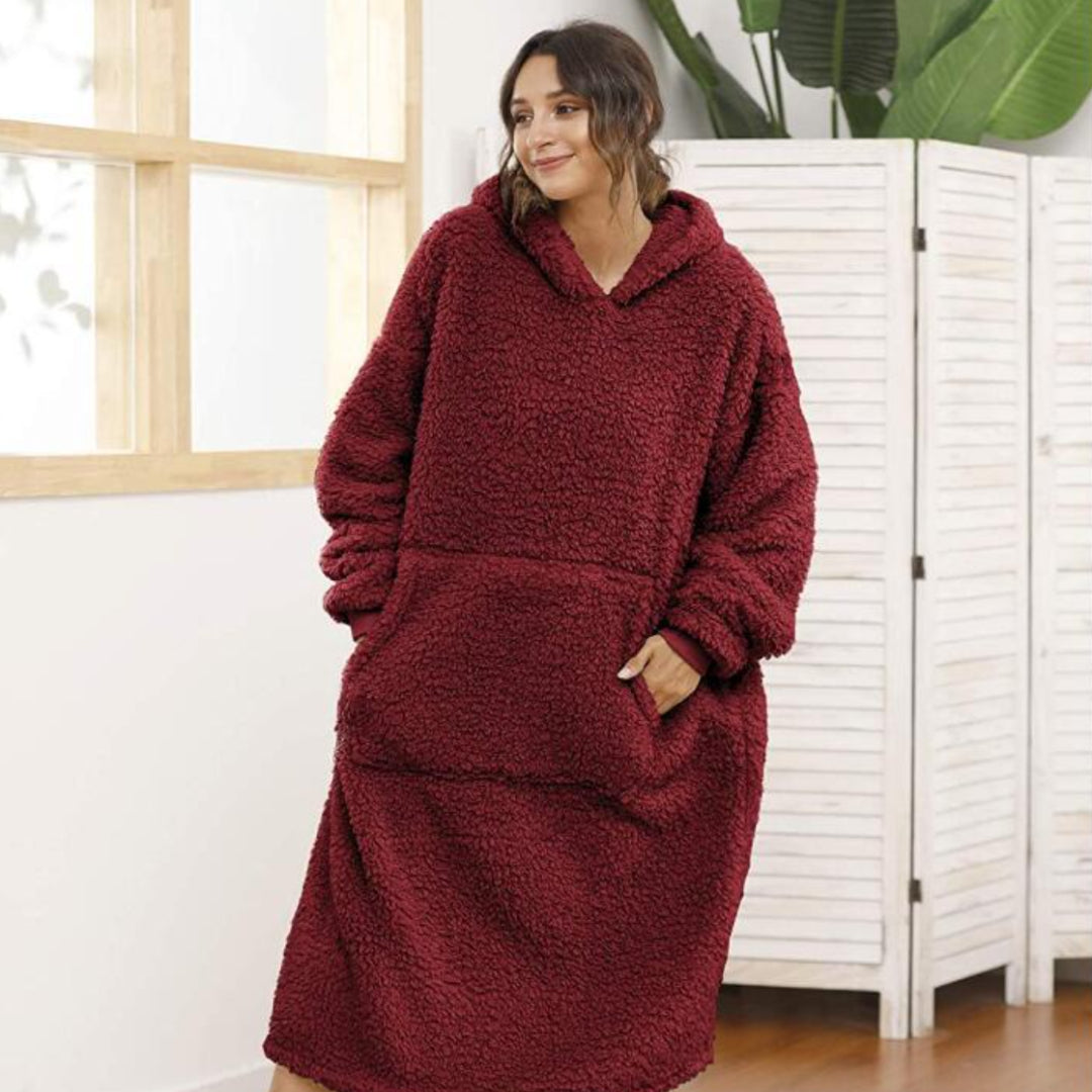 Long Sherpa Fleece Hoodie Blanket Pajama - EzMart, Easy Life!