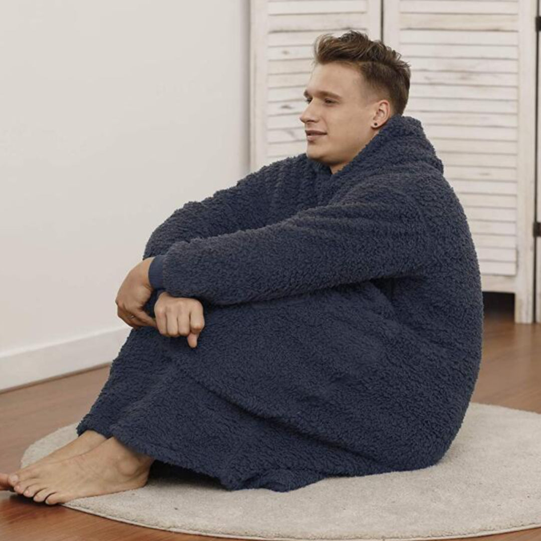 Long Sherpa Fleece Hoodie Blanket Pajama - EzMart, Easy Life!