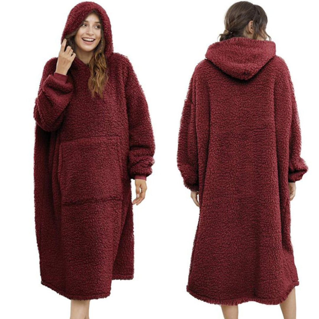 Long Sherpa Fleece Hoodie Blanket Pajama - EzMart, Easy Life!