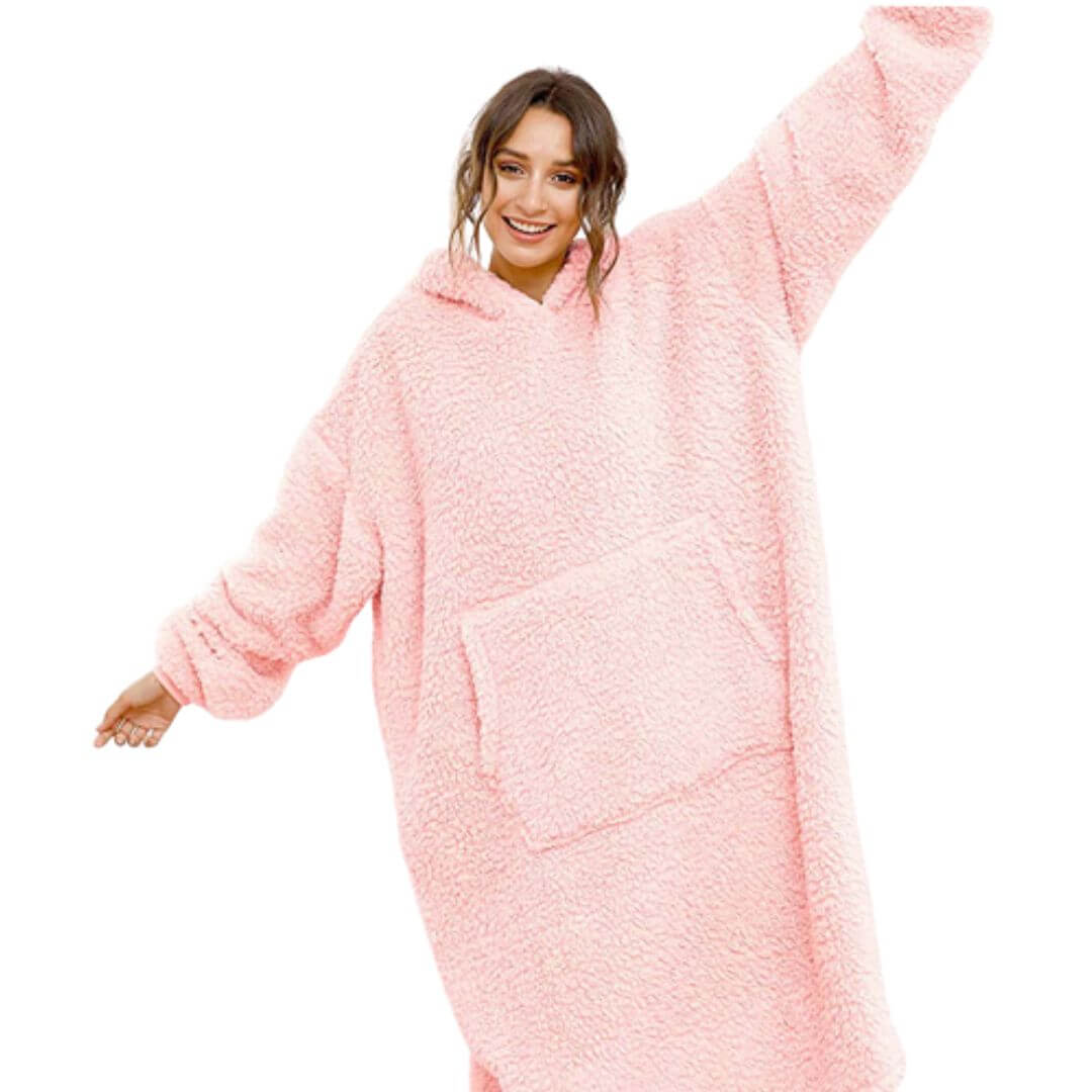 Long Sherpa Fleece Hoodie Blanket Pyjama