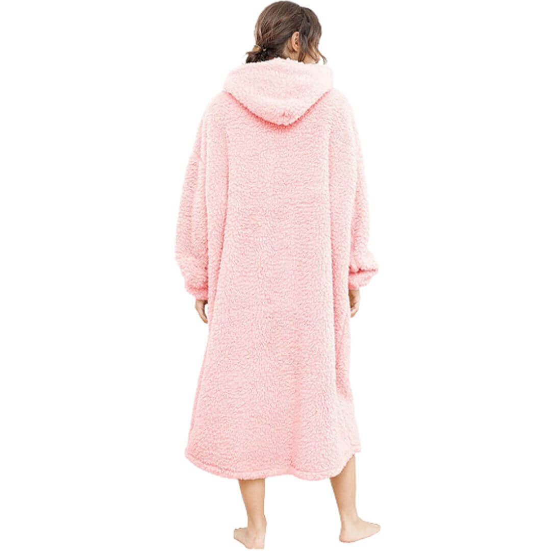 Long Sherpa Fleece Hoodie Blanket Pyjama