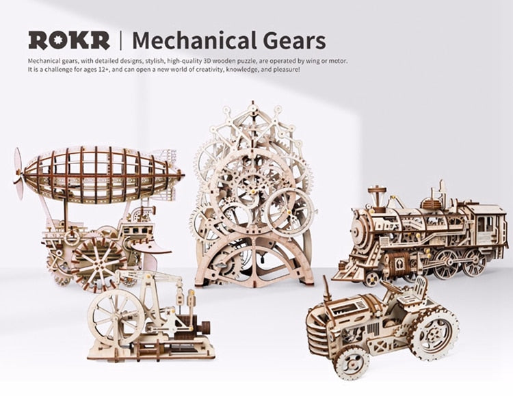 Robotime ROKR 3D Wooden Puzzle DIY Movable Airship by Clockwork - EzMart, Easy Life!