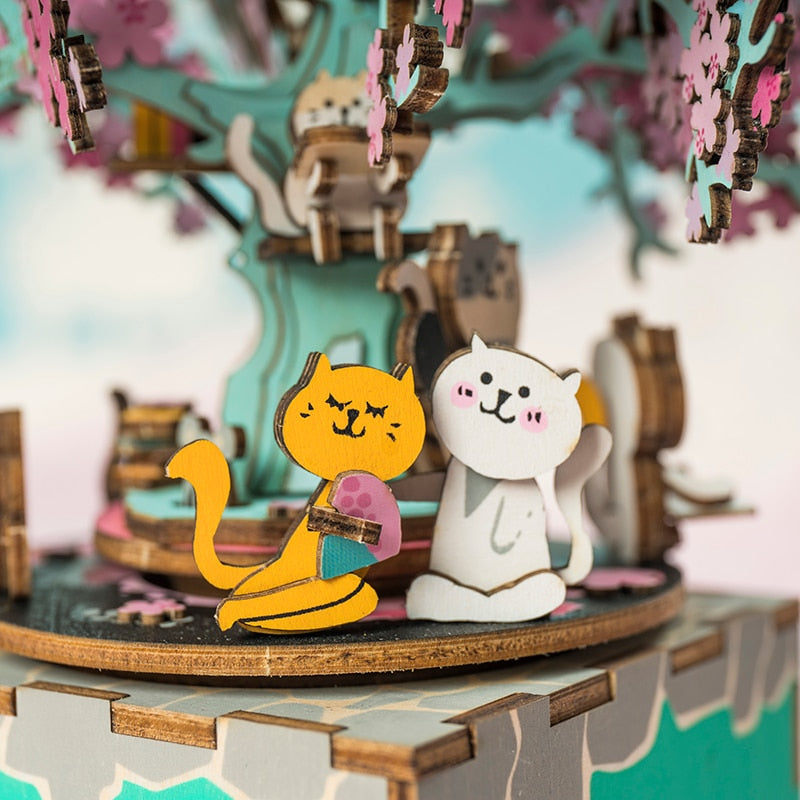 Robotime Rolife 3D Wooden Puzzle Cherry Tree Cat Music Box - EzMart, Easy Life!