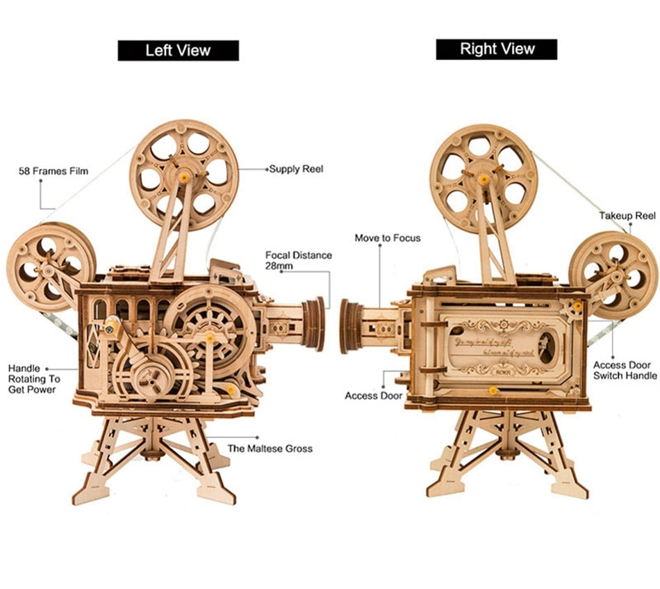 Robotime ROKR Mechanical 3D Wooden Puzzle Film Projector - EzMart, Easy Life!