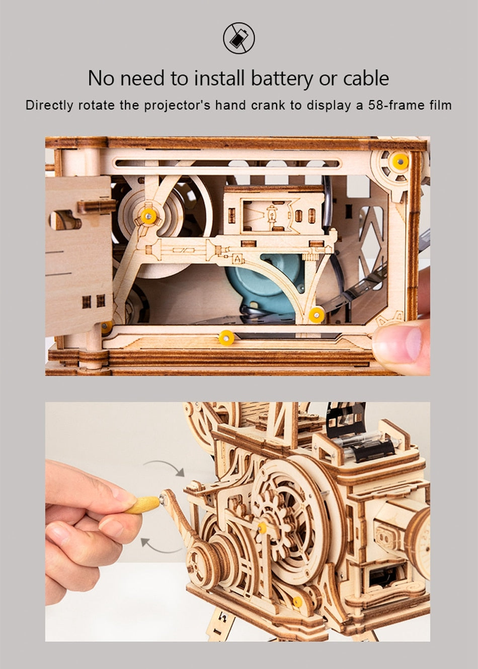 Robotime ROKR Mechanical 3D Wooden Puzzle Film Projector - EzMart, Easy Life!