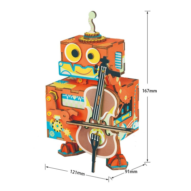 Robotime ROLIFE 3D Wooden Puzzle Kitty Robot Ballerina Music Box Toy Gift - EzMart, Easy Life!