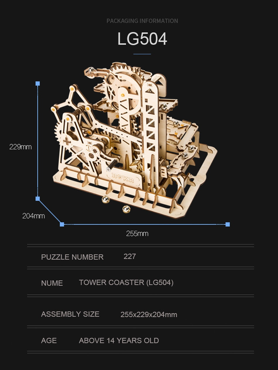 Robotime ROKR 3D Puzzle Waterwheel Coaster 4 Kinds Marble Run Game - EzMart, Easy Life!