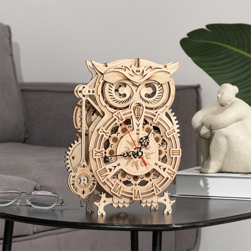 Robotime ROKR 3D Wooden Puzzle Owl Clock - EzMart, Easy Life!