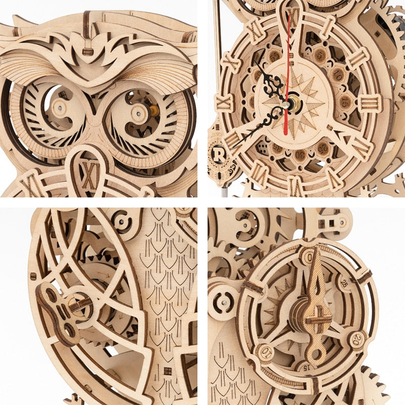 Robotime ROKR 3D Wooden Puzzle Owl Clock - EzMart, Easy Life!