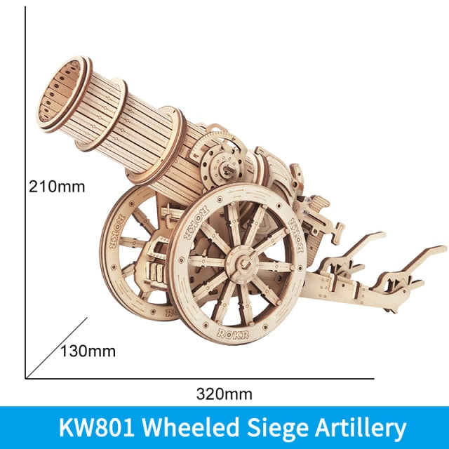 Robotime ROKR 3D Wooden Puzzle Wheeled Siege Artillery - EzMart, Easy Life!