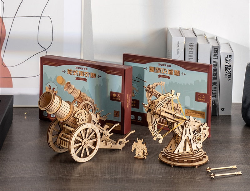 Robotime ROKR 3D Wooden Puzzle Wheeled Siege Artillery - EzMart, Easy Life!