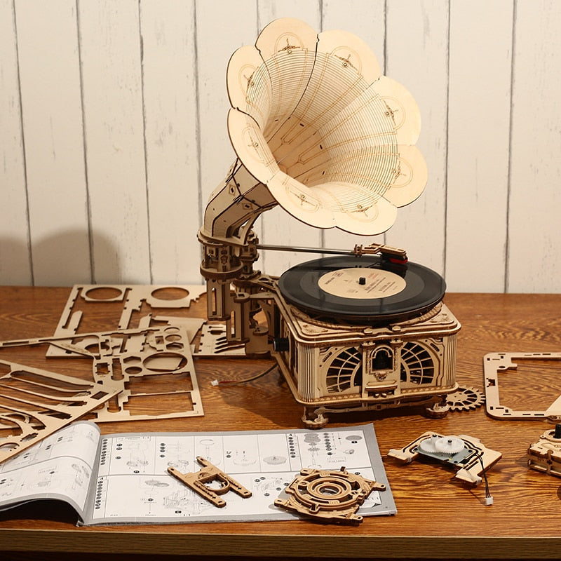 Robotime ROKR 3D Wooden Puzzle Mechanical classic Gramophone - EzMart, Easy Life!