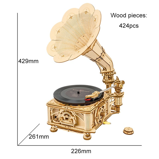 Robotime ROKR 3D Wooden Puzzle Mechanical classic Gramophone - EzMart, Easy Life!