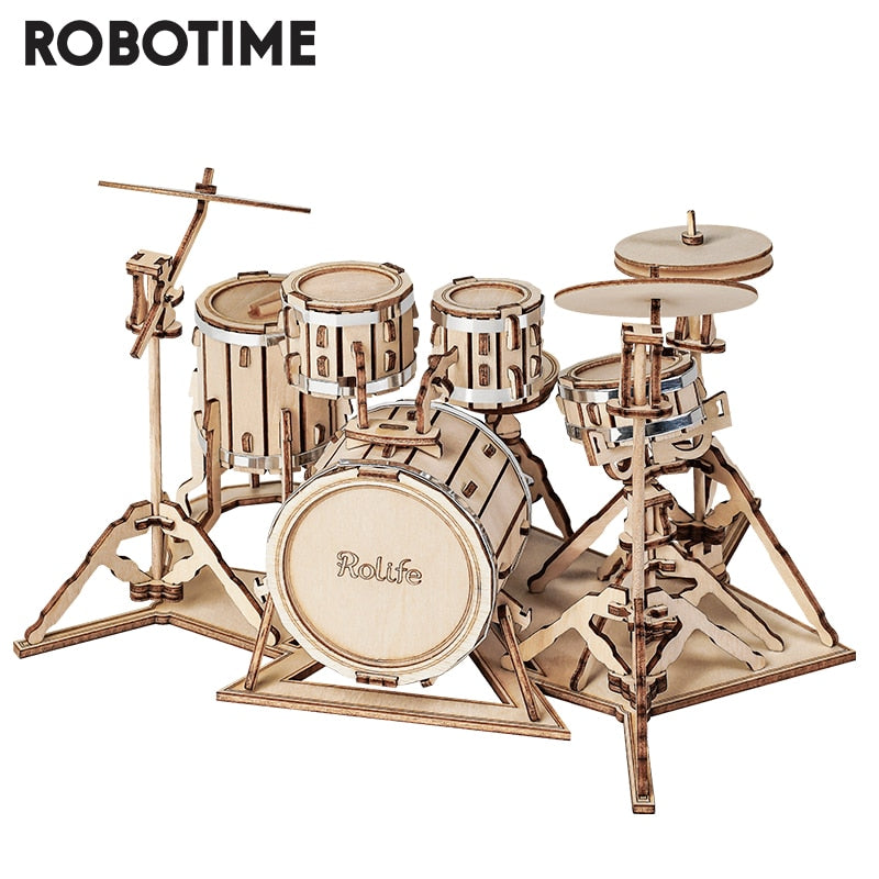 Robotime Rolife 3D Wooden Puzzle Musical Instrument Saxophone Drum Accordion Cello - EzMart, Easy Life!