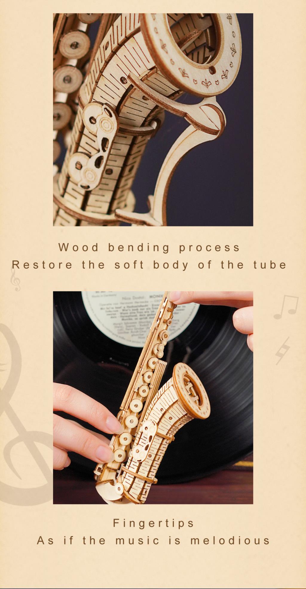 Robotime Rolife 3D Wooden Puzzle Musical Instrument Saxophone Drum Accordion Cello - EzMart, Easy Life!